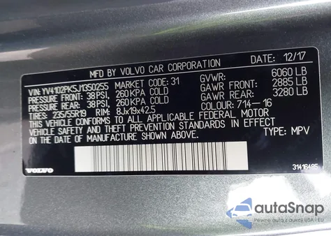 2018 Volvo Xc90 T5 Momentum z USA, uszkodzony, nr VIN YV4102PK5J1350255